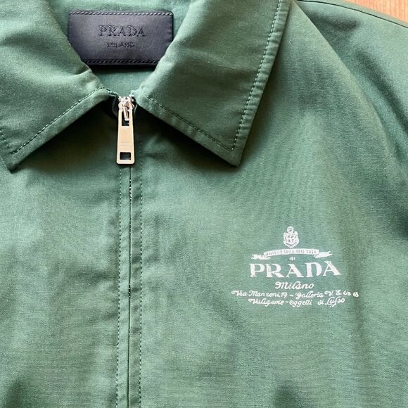 Prada Cotton Blend Blouson Jacket - Green, Size 48 - Picture 3 of 11